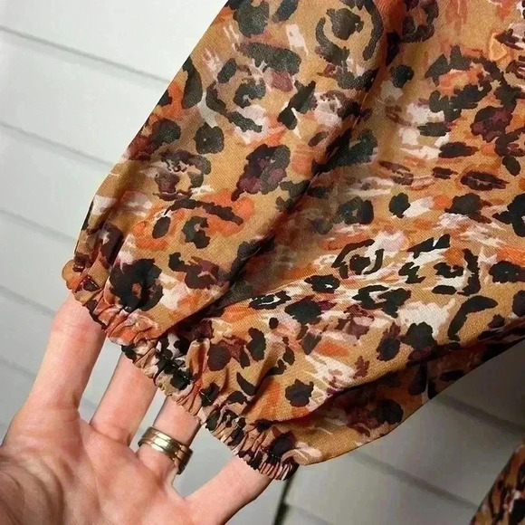 Beachlunchlounge Khaleesi Square Neck Leopard Print Midi Dress Size Large - Picture 5 of 12